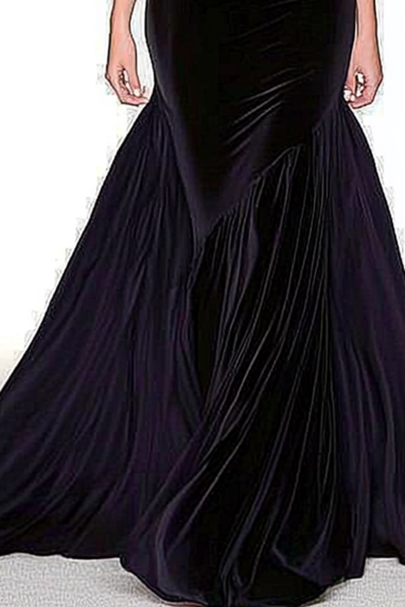 Evening Formal Velvet Lace Dress Black See Through Mermaid Maxi Dress