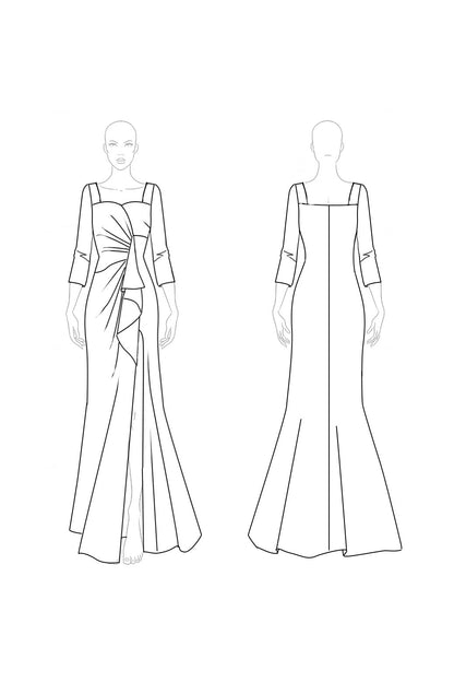 Evening Velvet Dress Ruffle High Slit  Maxi Dress Mother of the Bride Dress