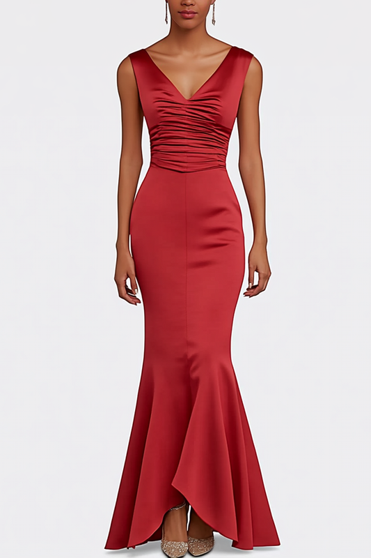Formal Red Maxi Dress Sleeveless Mermaid Night Party Dress