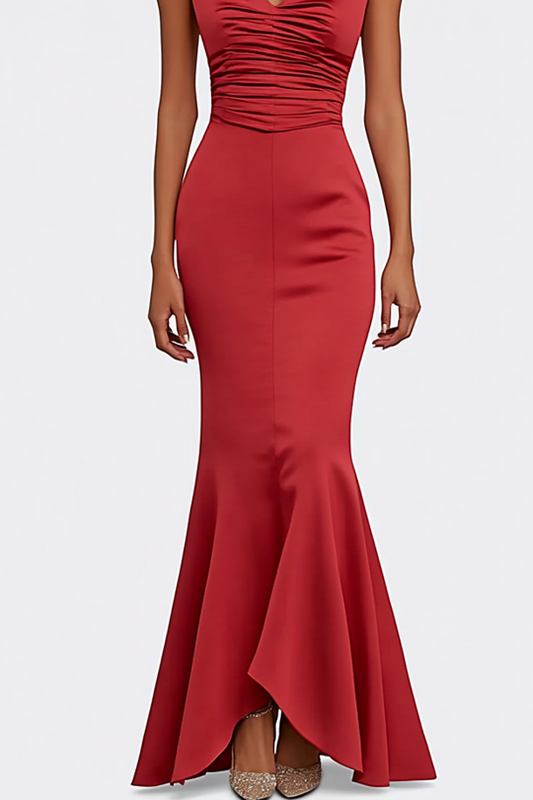 Formal Red Maxi Dress Sleeveless Mermaid Night Party Dress