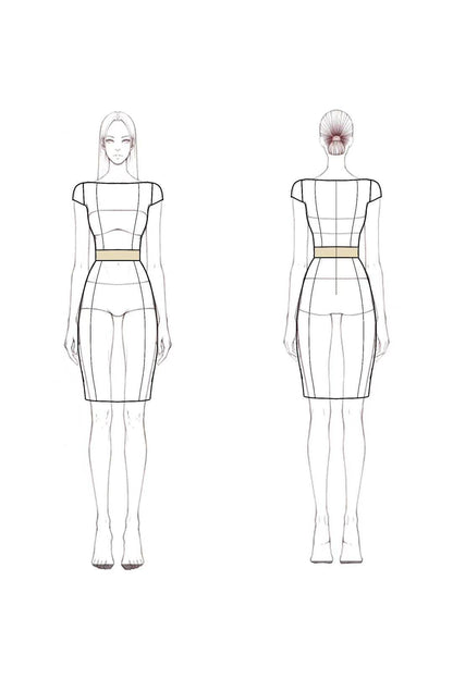 Elegant Work Pencil Dress White Bodycon Navy Blue Midi Dress