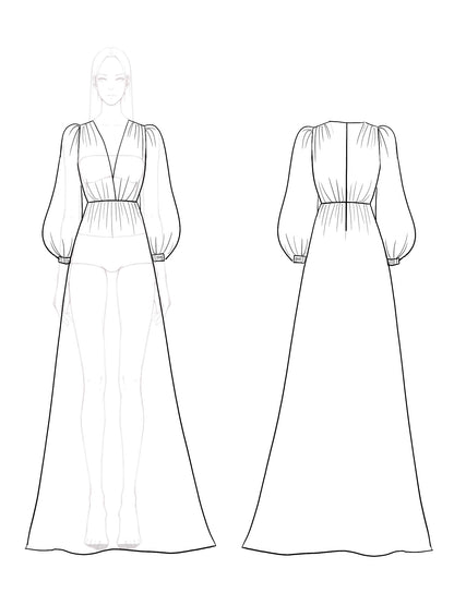Elegant Pleated Metallic Dress Deep V Neck Puff Sleeve Maxi Dress Mother of the Bride Dress