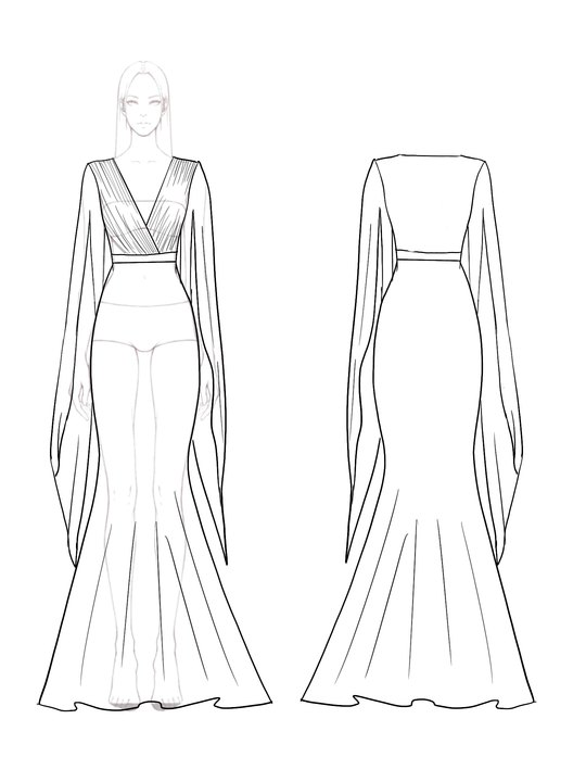 Elegant Green Dress Deep V-Neck Draped Cape Sleeve Long Dress Mother of the Bride Dress