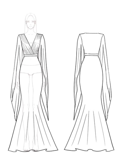 Elegant Green Dress Deep V-Neck Draped Cape Sleeve Long Dress Mother of the Bride Dress