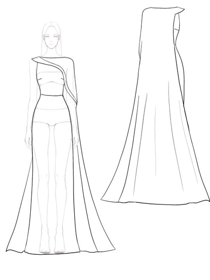 Elegant Evening One-Shoulder Dress Rhinestone Decorated Cape Asymmetrical Dress Mother of the Bride Dress