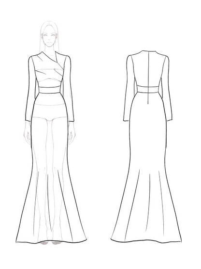 Evening Contrast Dress Slanted Collar and Long Sleeves Black Gold Maxi Dress