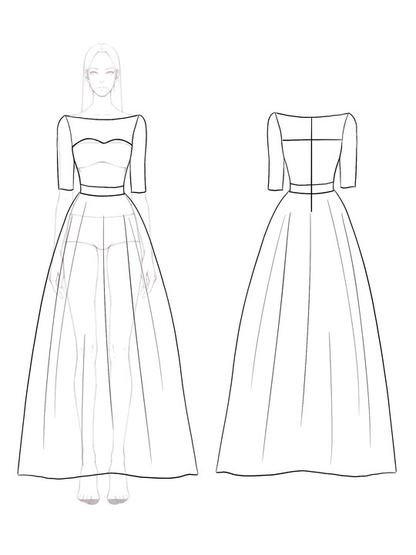 Formal Lace Dress Boat Neck Half Sleeve Belt Maxi Dress