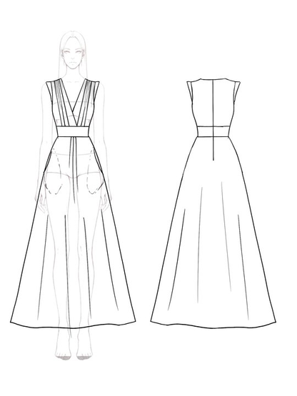 Evening Elegant Dress Sleeveless Deep V Neck Pleated Design Ball Gown Maxi Dress