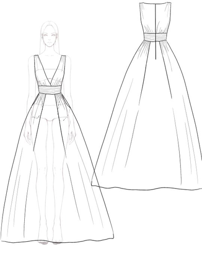 Evening Party Dress Strapless Deep V-Neck Ball Gown Maxi Dress