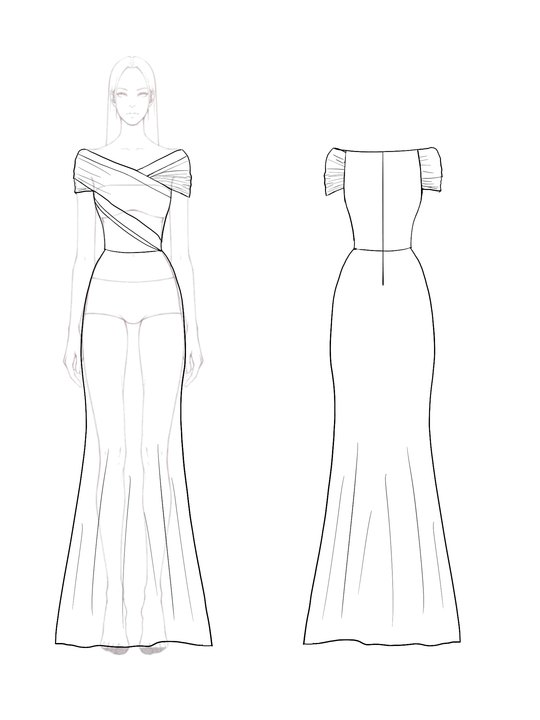 Elegant Wedding Dress Pleated Drop-Shoulder Mermaid Mother of the Bride Dress