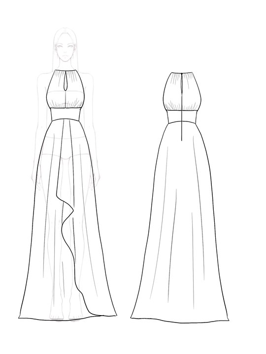 Evening Party Halter Dress Sleeveless Ruffle Draped Maxi Dress