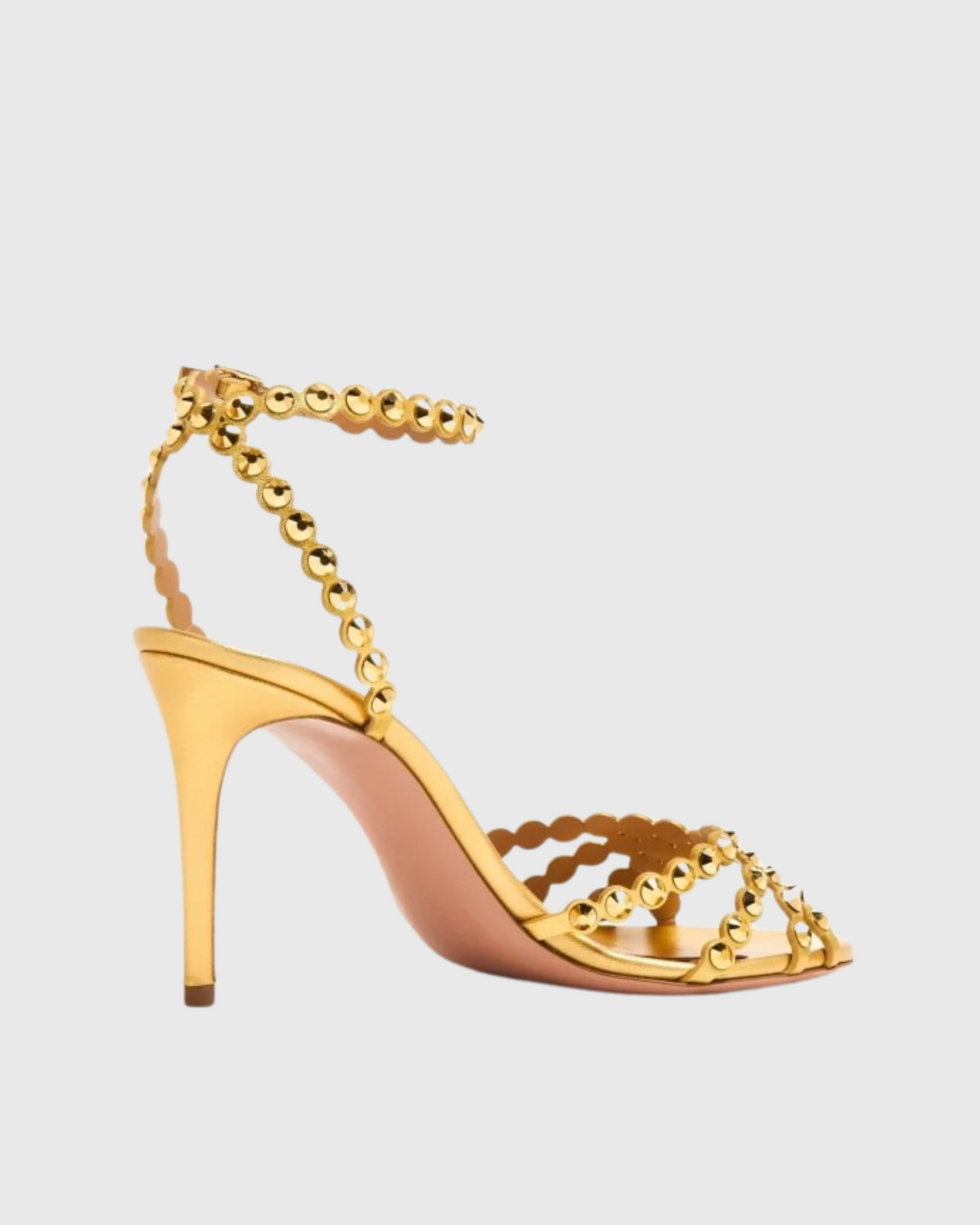 Cameo Rhinestone Embellished Strap Sandals In Gold