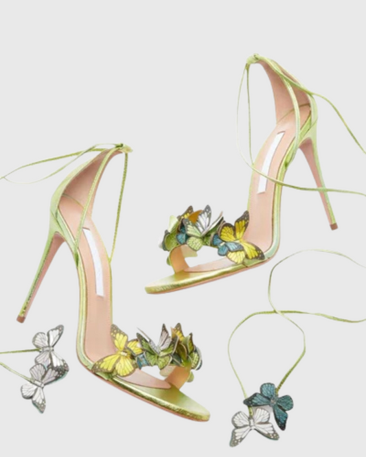 Carla Butterfly Embellished Sandals In Chartreuse