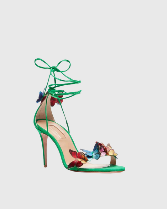 Carla Butterfly Embellished Sandals In Green