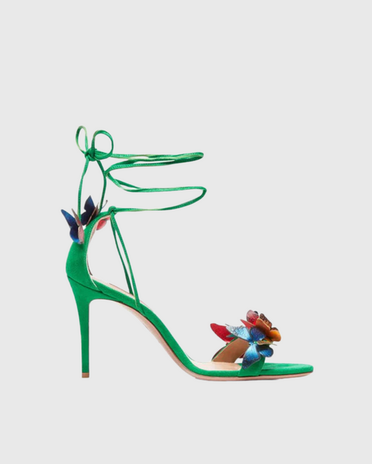 Carla Butterfly Embellished Sandals In Green