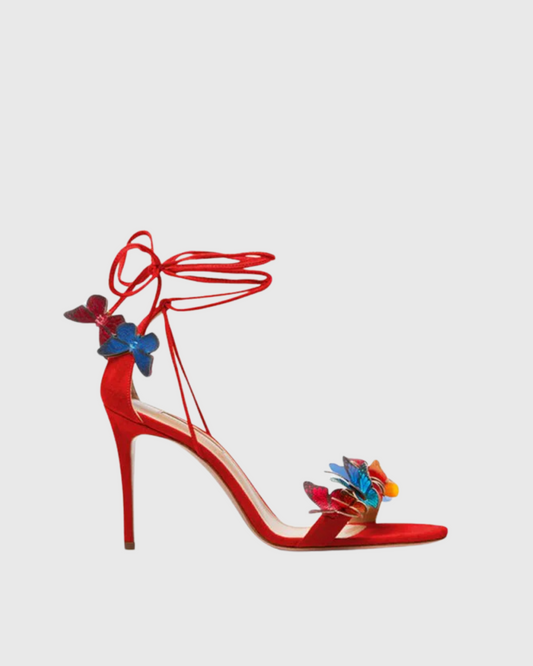 Carla Butterfly Embellished Sandals In Red