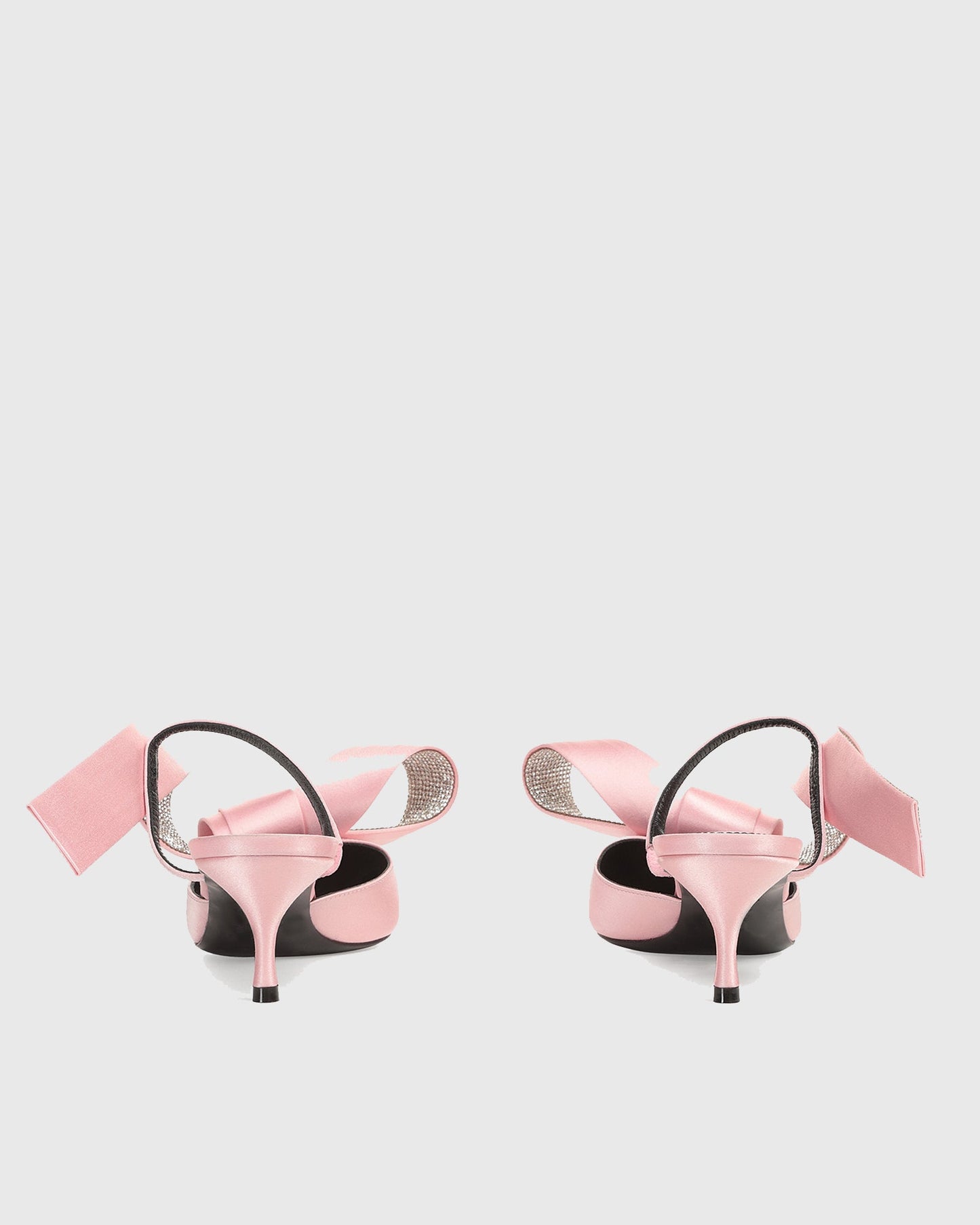 Crocifissa Bow Satin Mules In Pink