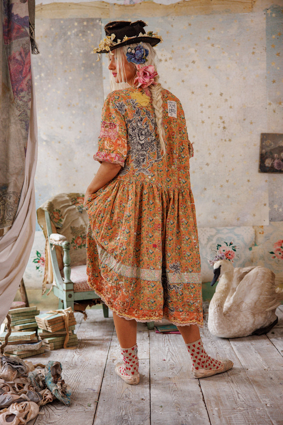 Floral Appliqué Taigi Dress