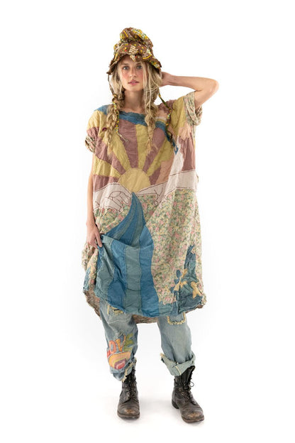 Appliqué Artist Smock Dress