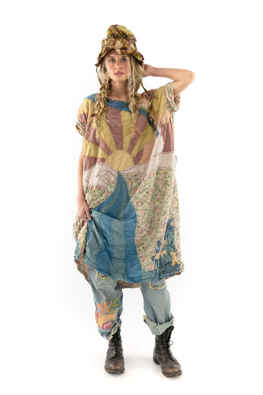 Appliqué Artist Smock Dress
