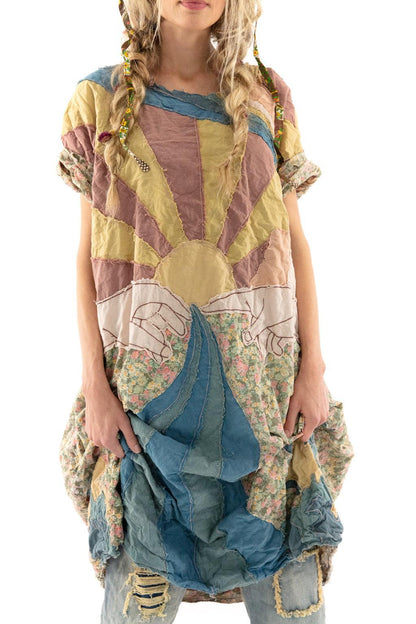 Appliqué Artist Smock Dress