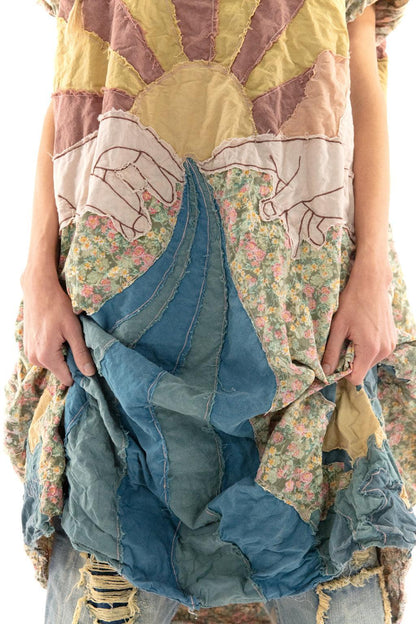 Appliqué Artist Smock Dress