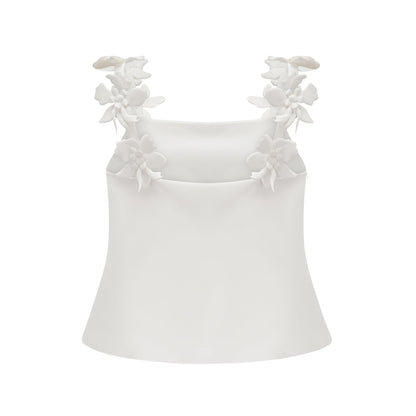 Odette white faux-floral top & skirt matching set