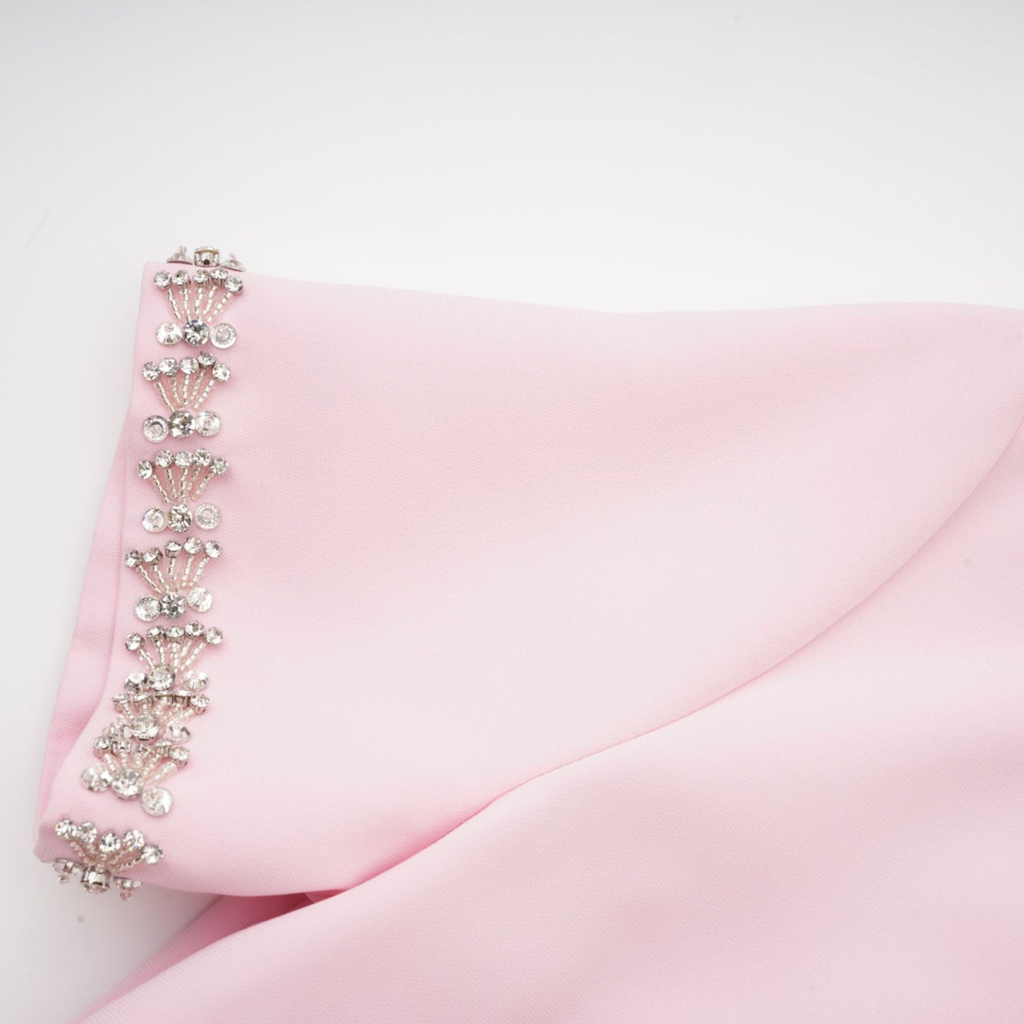 Cassi crystal-accented pink bow midi dress