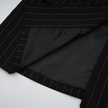 Stefania black striped open-back blazer