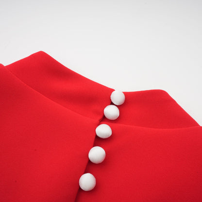 Anna red petal-sleeve cut-out bow mini dress