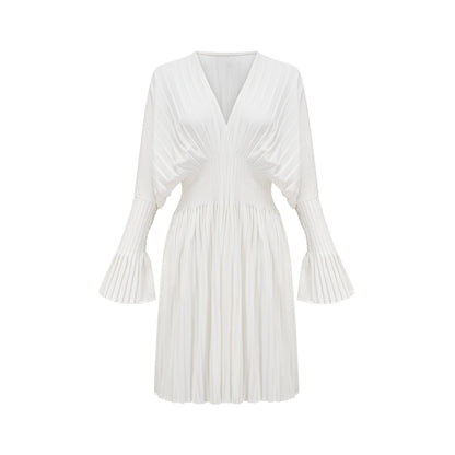 Claudette V-neck pleated mini dress