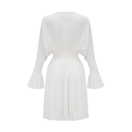 Claudette V-neck pleated mini dress