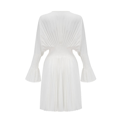 Claudette V-neck pleated mini dress
