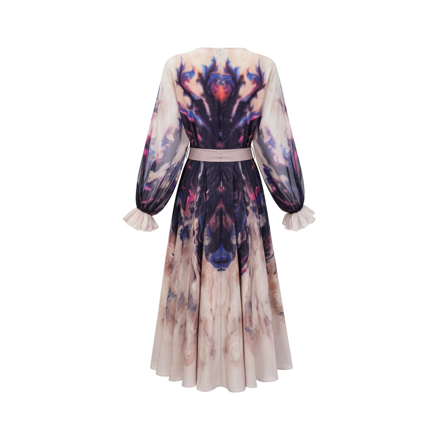 Urbaine smudged graffiti-print silk midi dress