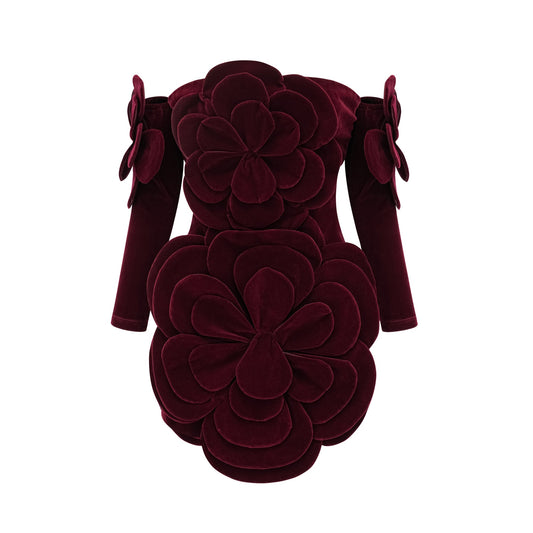 Azura Red Floral Appliqué Mini Dress