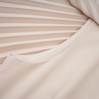 Héloïse neutrals cape pleated midi dress