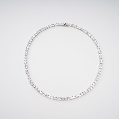 Avril Silver Tone Square Cut Crystal Embellished Necklace
