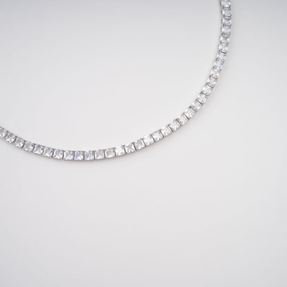 Avril Silver Tone Square Cut Crystal Embellished Necklace