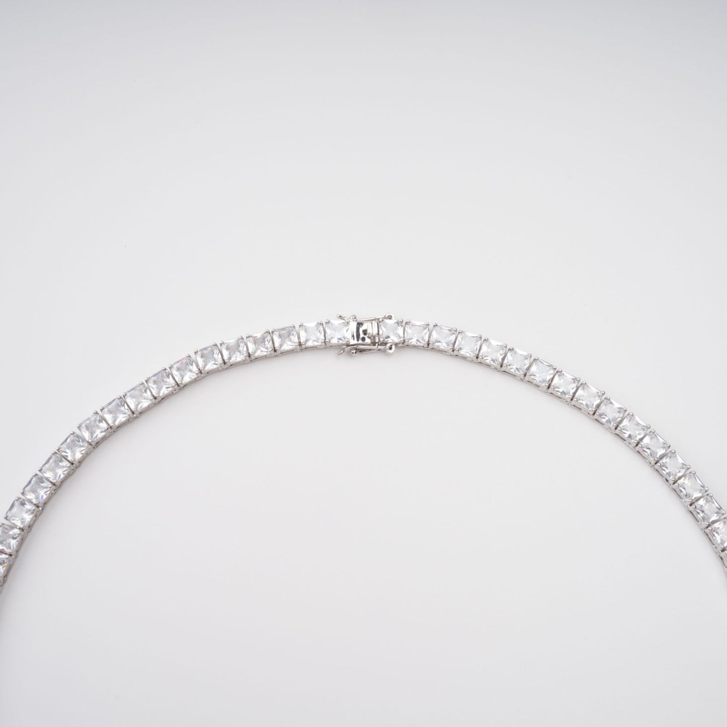 Avril Silver Tone Square Cut Crystal Embellished Necklace