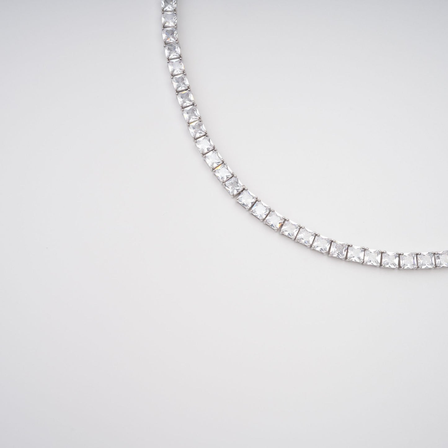 Avril Silver Tone Square Cut Crystal Embellished Necklace