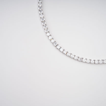 Avril Silver Tone Square Cut Crystal Embellished Necklace
