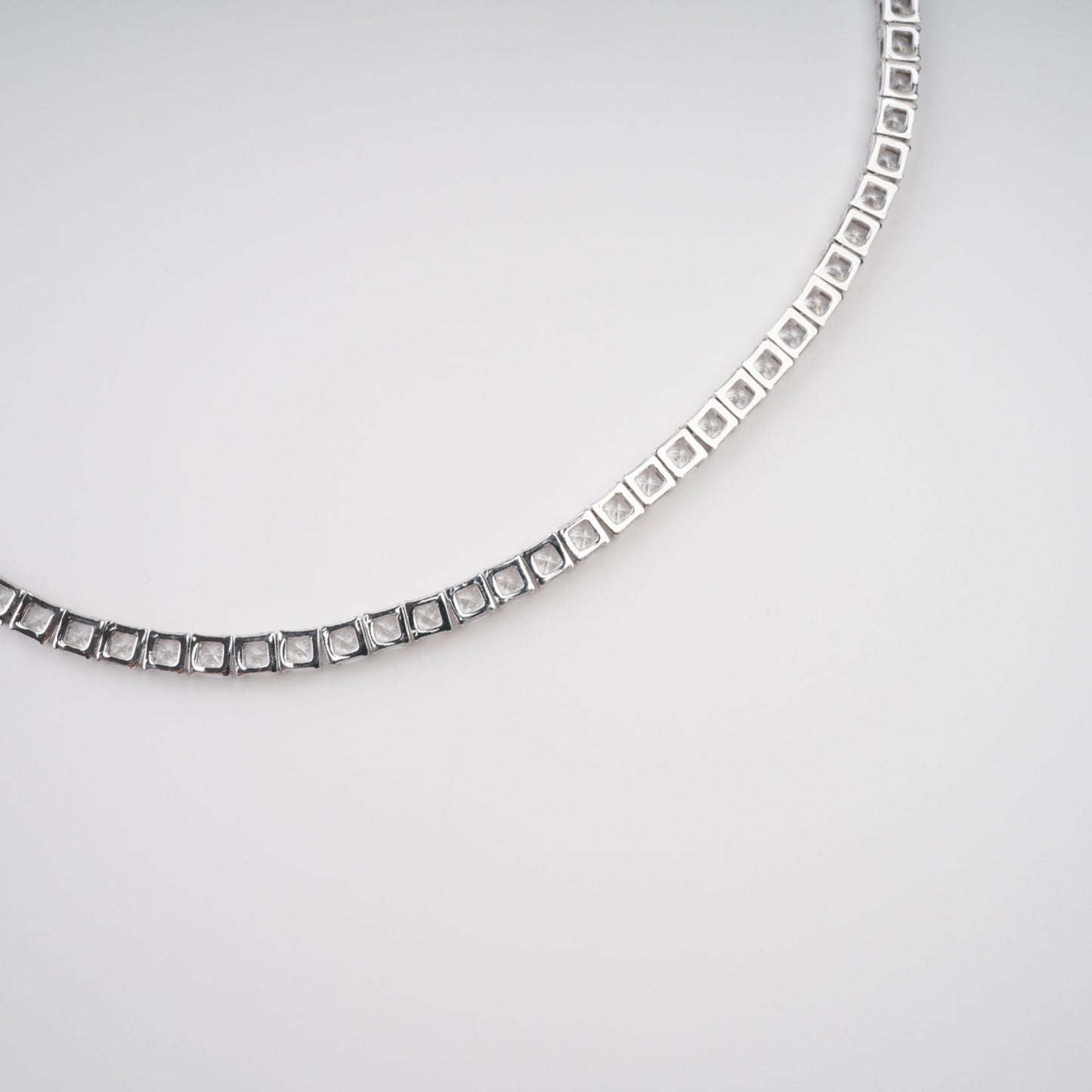 Avril Silver Tone Square Cut Crystal Embellished Necklace