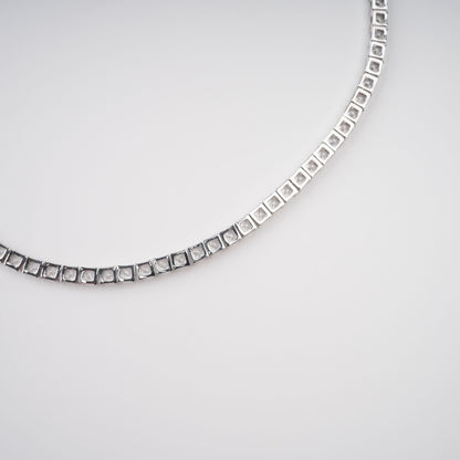 Avril Silver Tone Square Cut Crystal Embellished Necklace