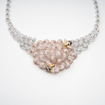 Anthemon Silver Tone Crystal Embellished Necklace