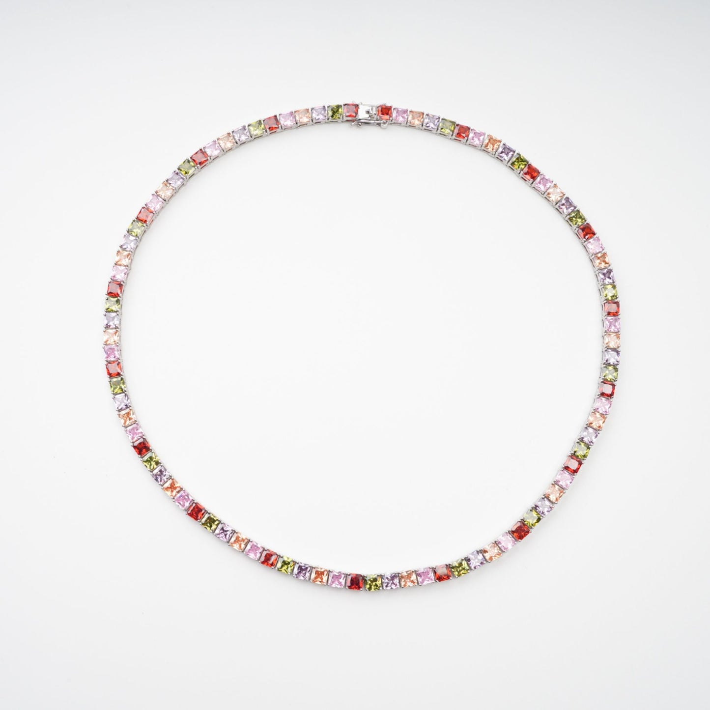 Avril Multicolor Square Cut Crystal Embellished Necklace