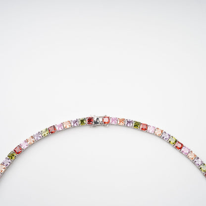 Avril Multicolor Square Cut Crystal Embellished Necklace