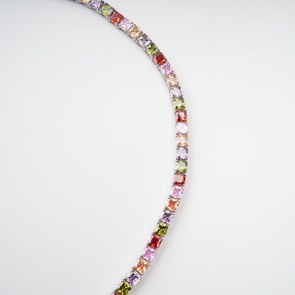 Avril Multicolor Square Cut Crystal Embellished Necklace