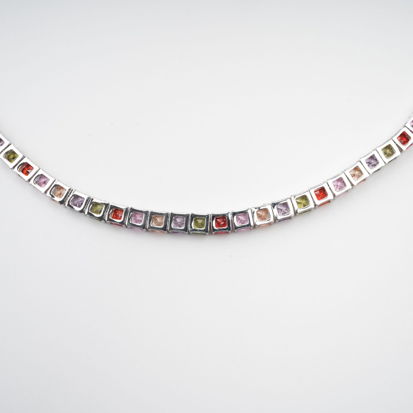 Avril Multicolor Square Cut Crystal Embellished Necklace