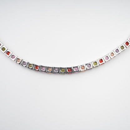 Avril Multicolor Square Cut Crystal Embellished Necklace