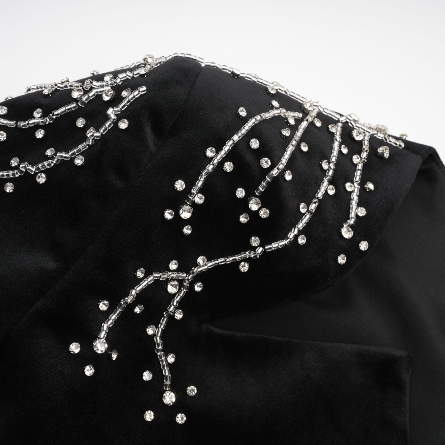 Émilie black crystal-embellished velvet mini dress